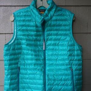 Peacock Green Eddie Bauer Lightweight/Packable Down Vest EUC Size L
